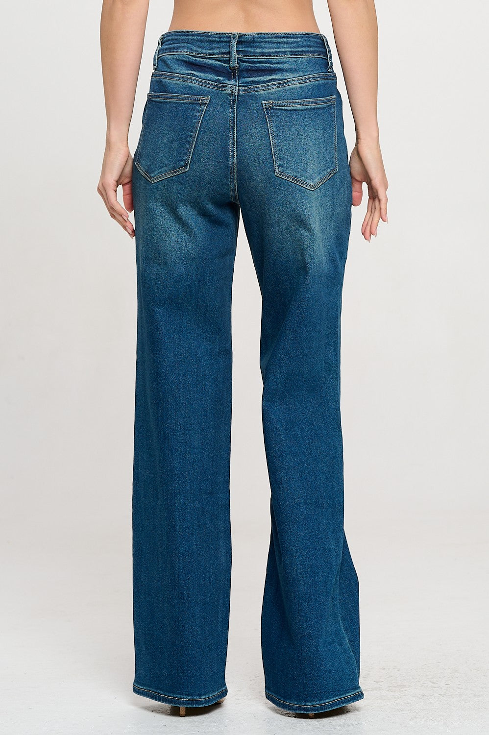 Stretch High Waisted Wide Leg Jeans