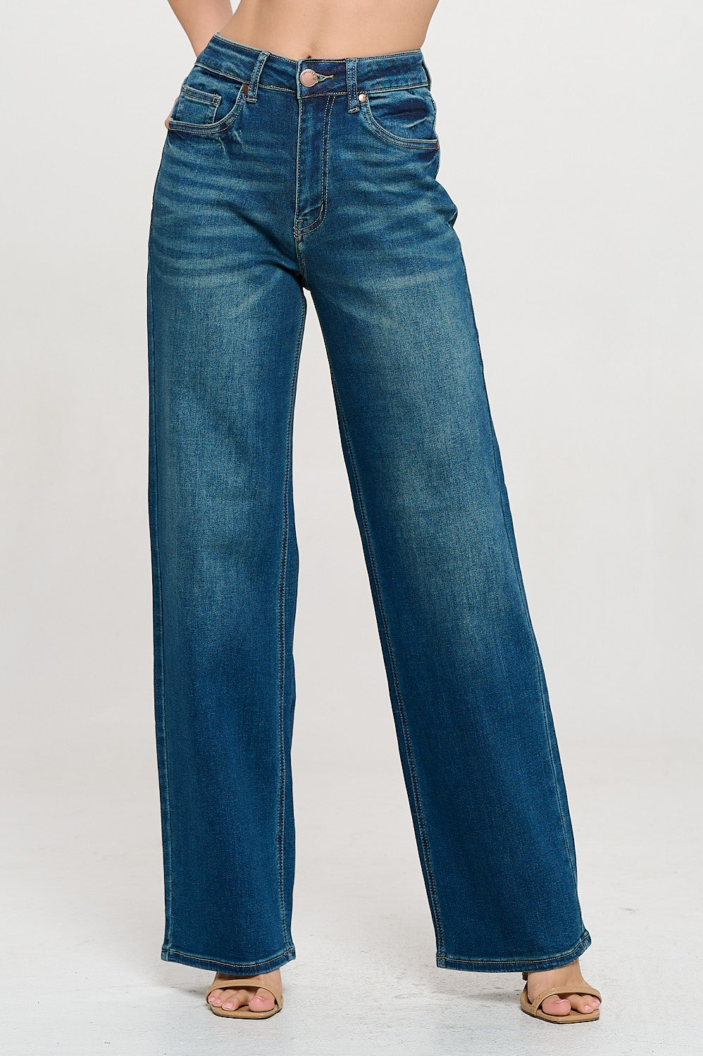 Stretch High Waisted Wide Leg Jeans