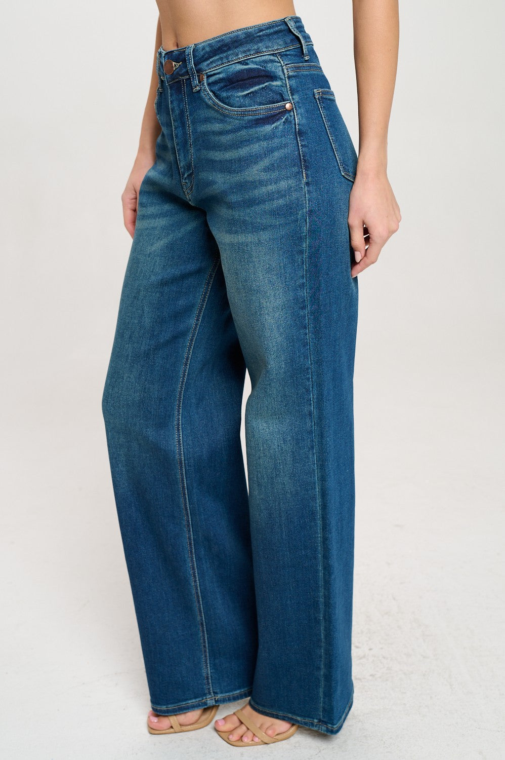 Stretch High Waisted Wide Leg Jeans
