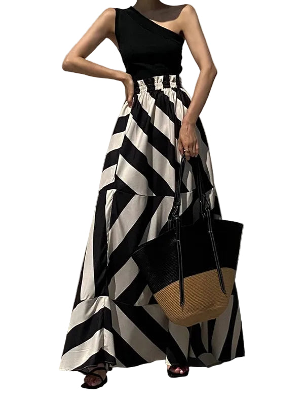 Black & White Statement Skirt Set