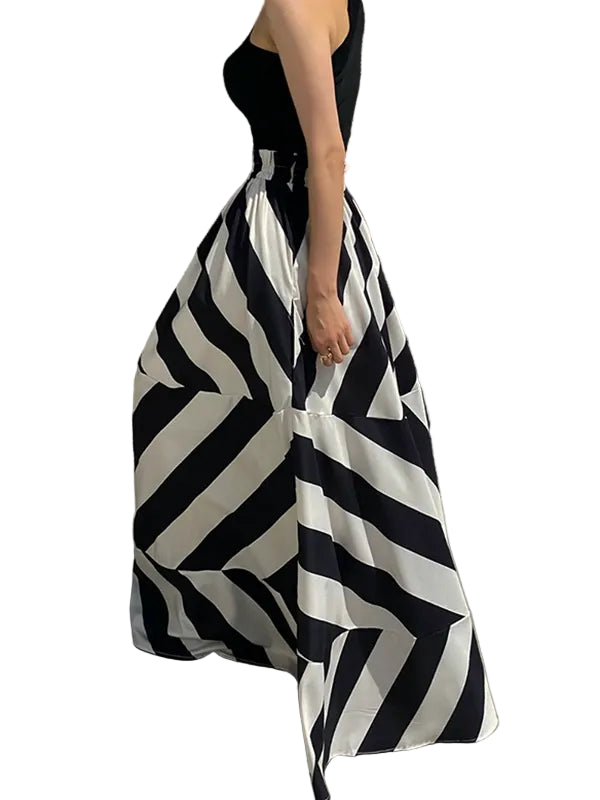 Black & White Statement Skirt Set