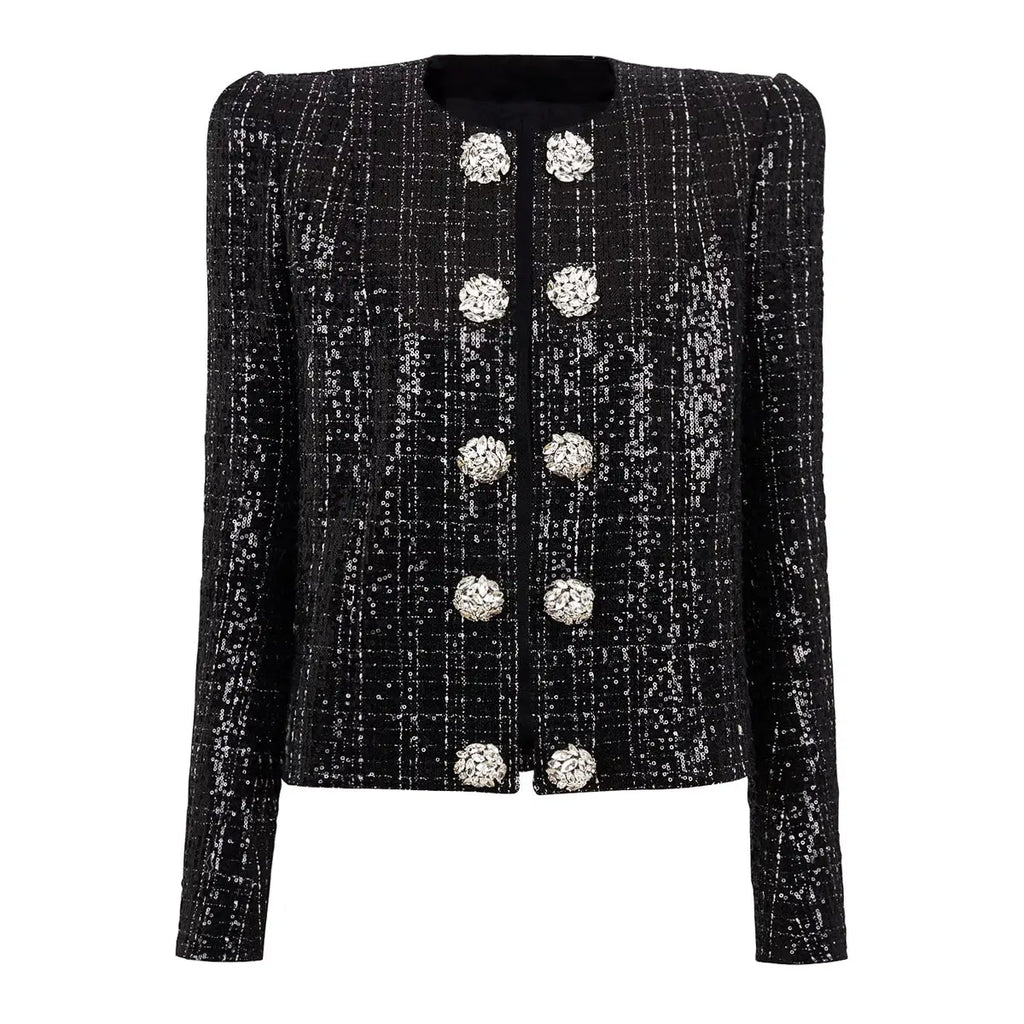 Black Chic Sequin Diamond Jacket