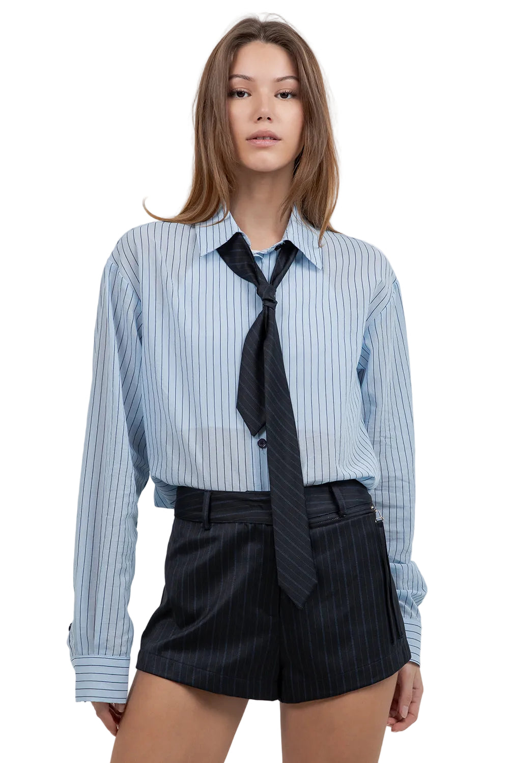 Blue/Navy Button-Down Shirt w/Tie