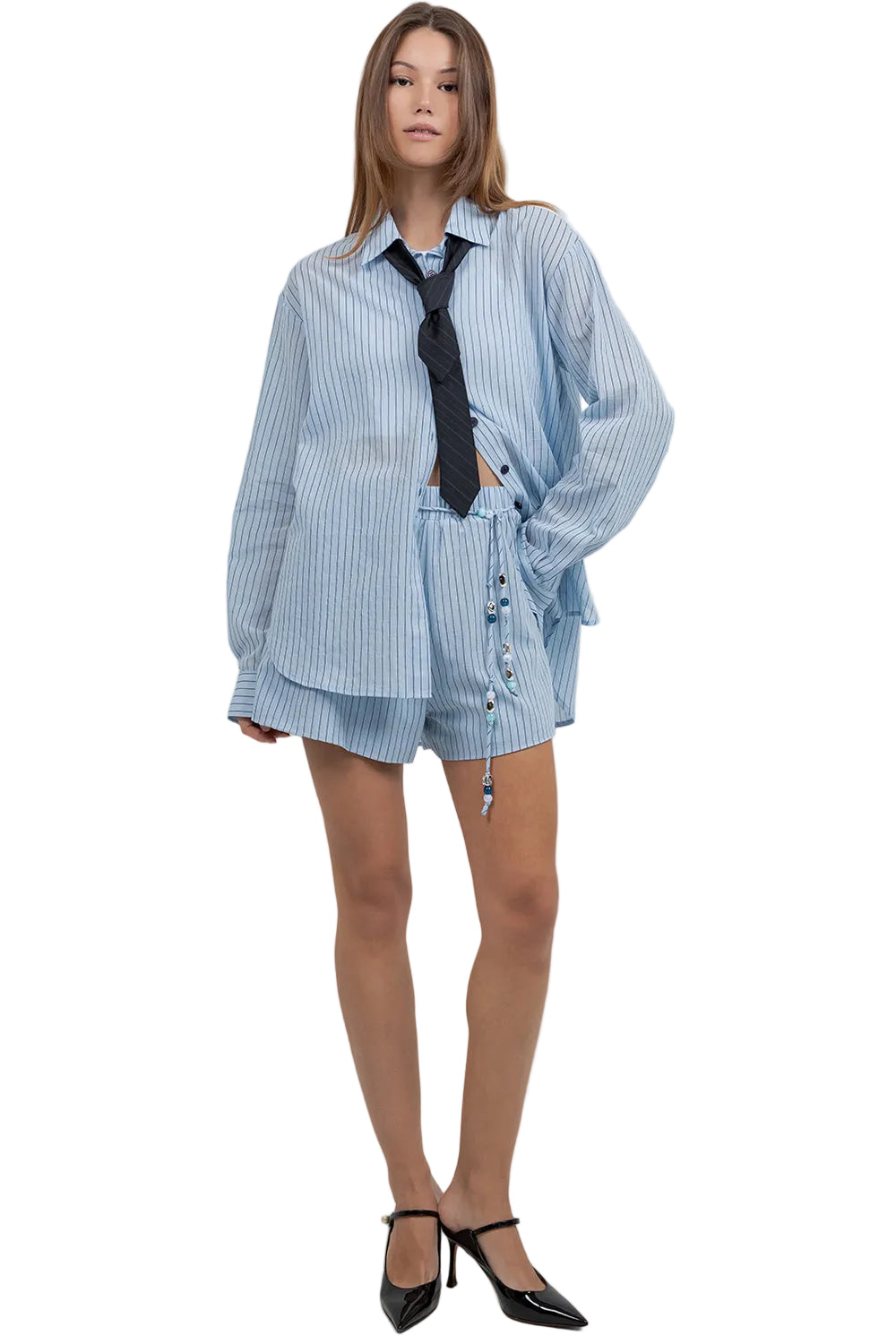 Blue/Navy Button-Down Shirt w/Tie