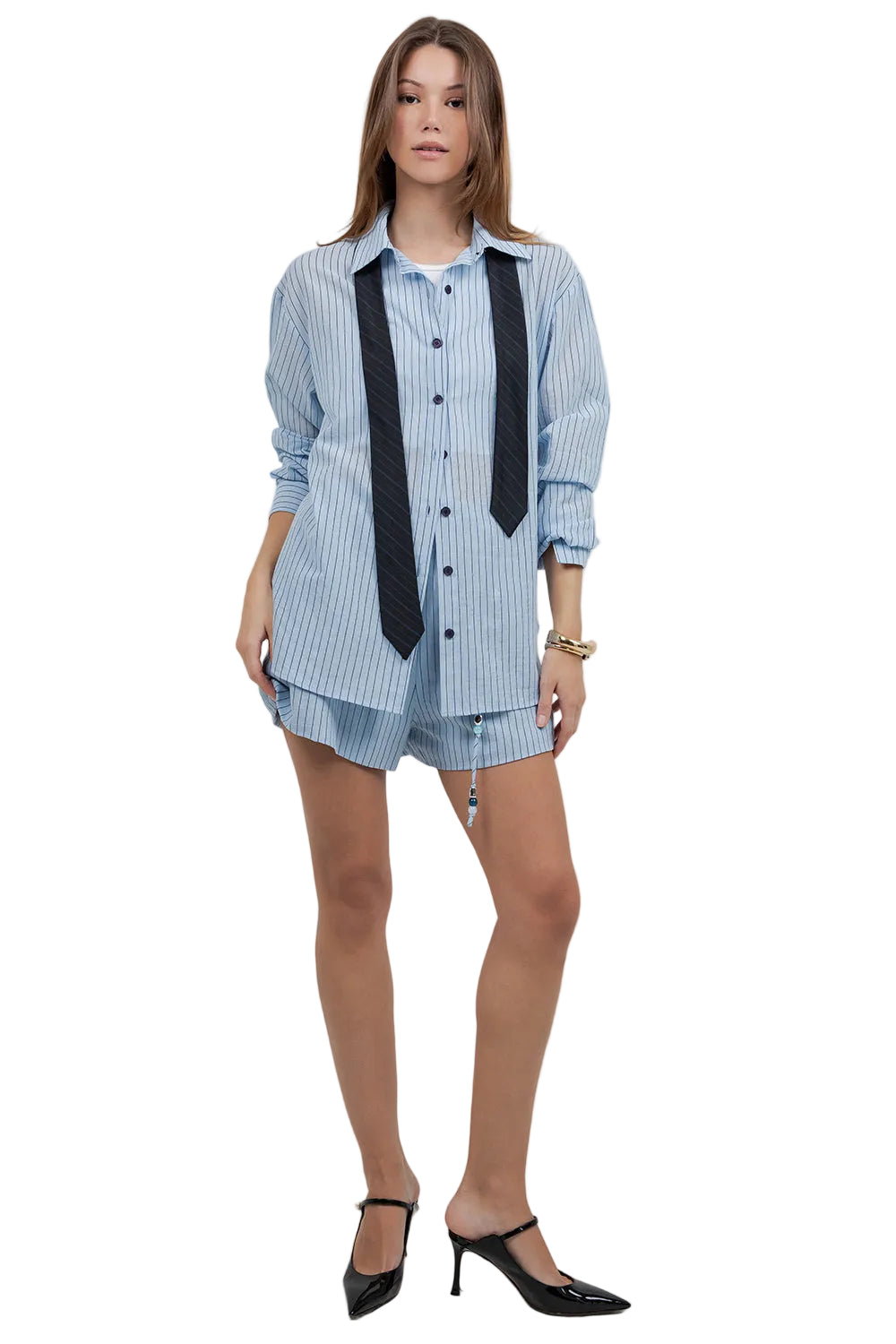 Blue/Navy Button-Down Shirt w/Tie