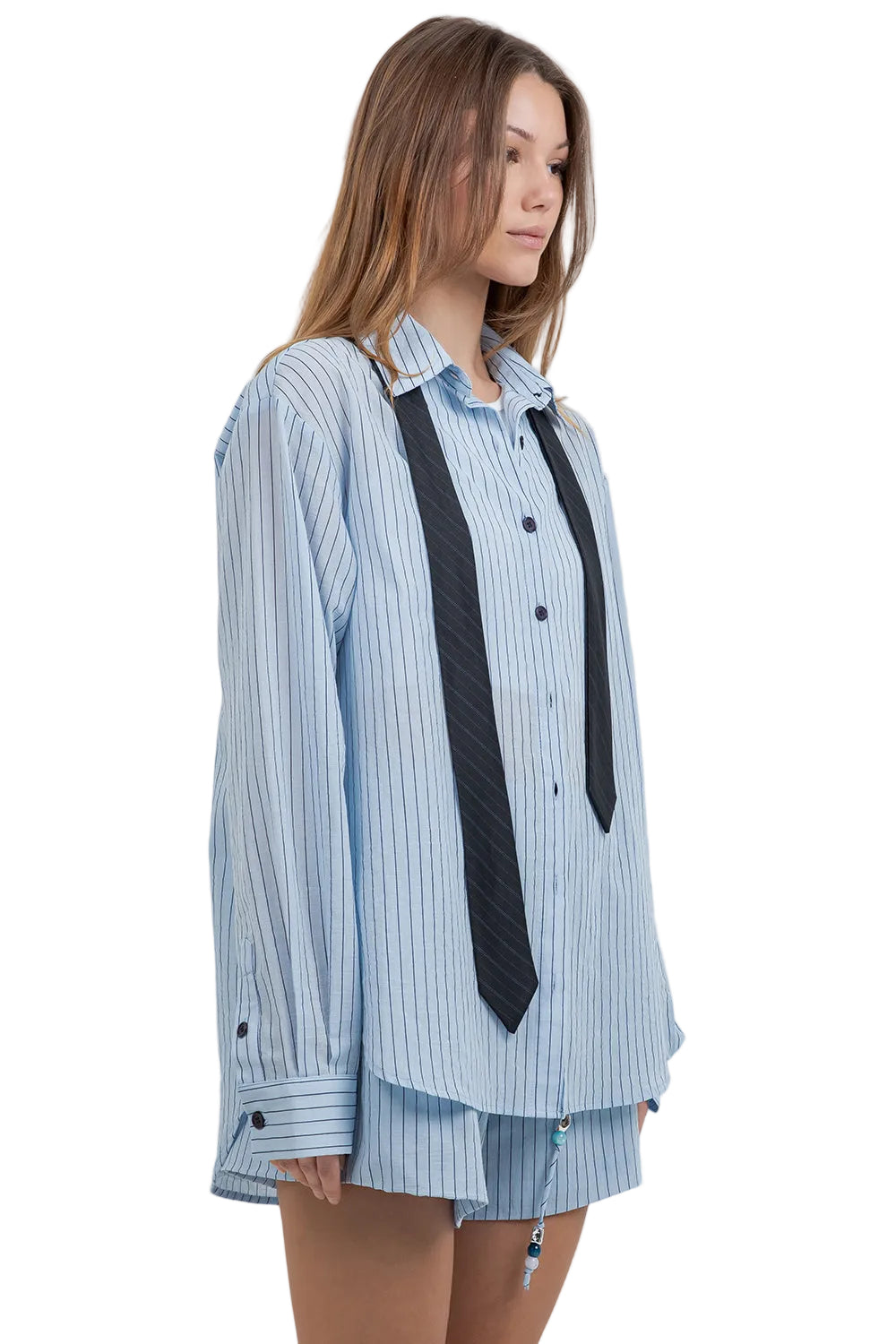 Blue/Navy Button-Down Shirt w/Tie