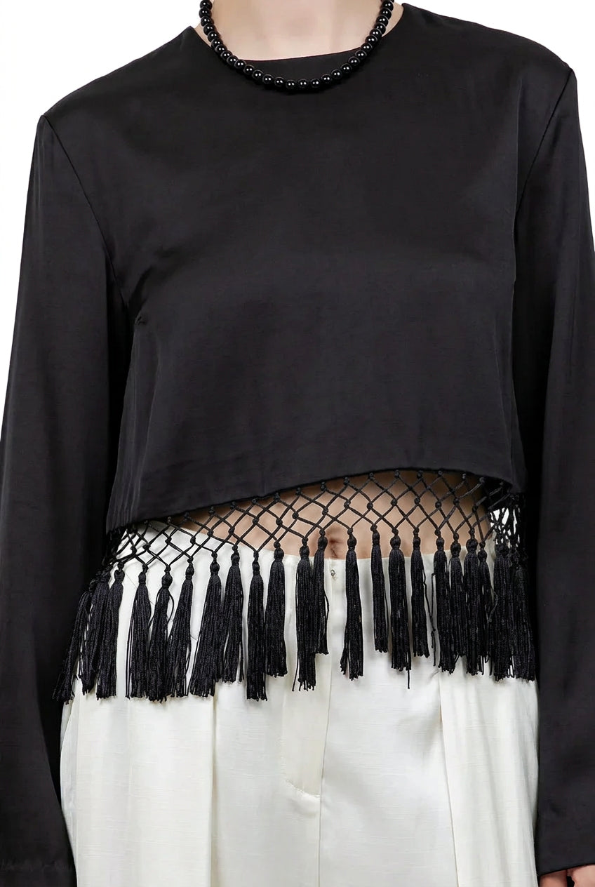 Satin Blouse With Tassels