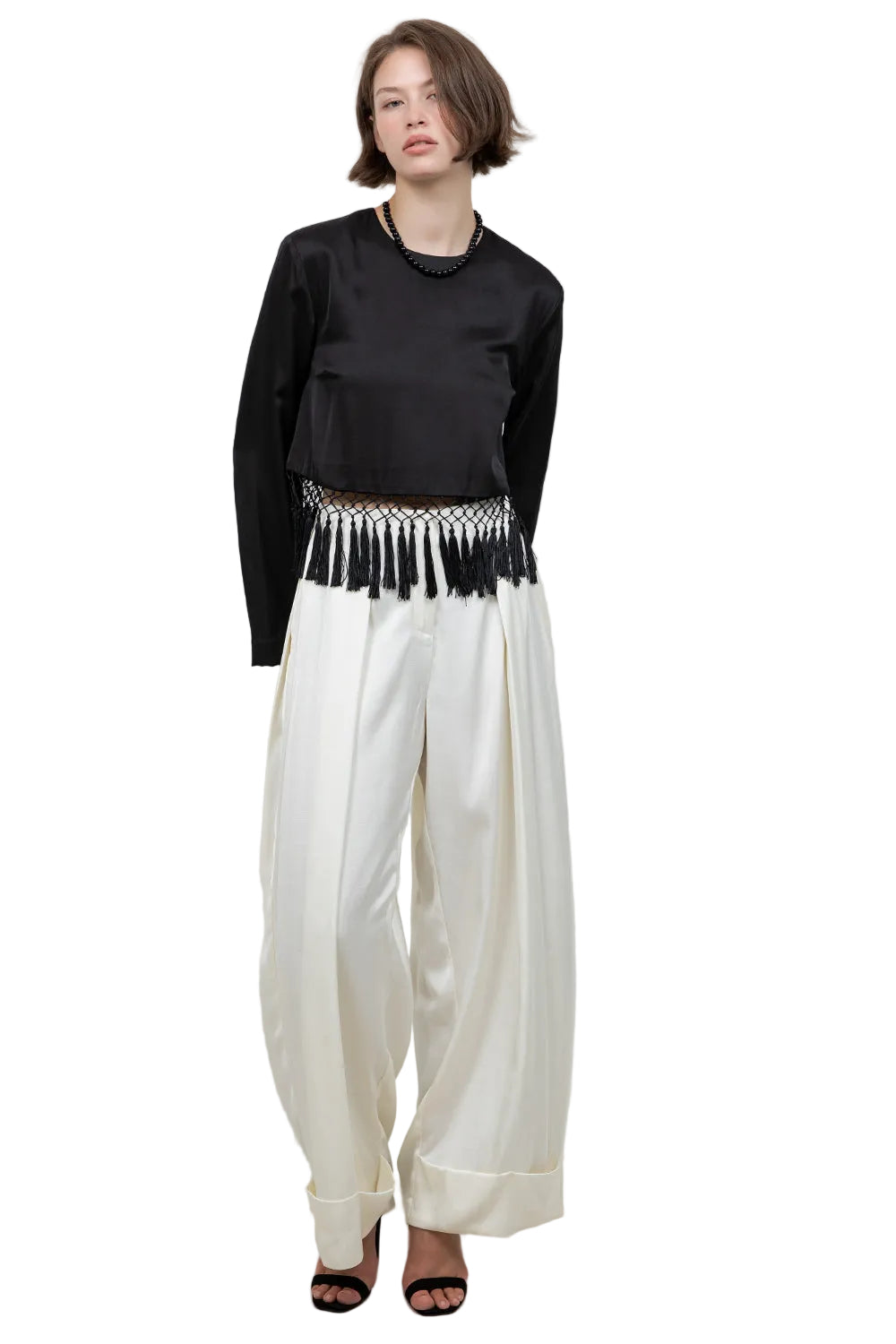Satin Blouse With Tassels