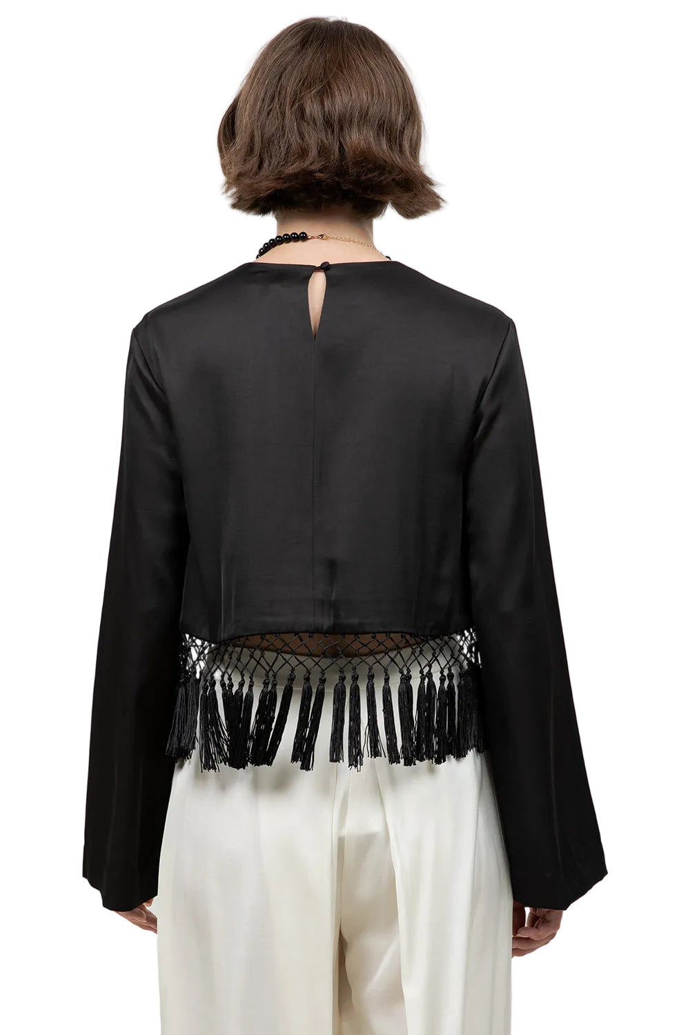 Satin Blouse With Tassels