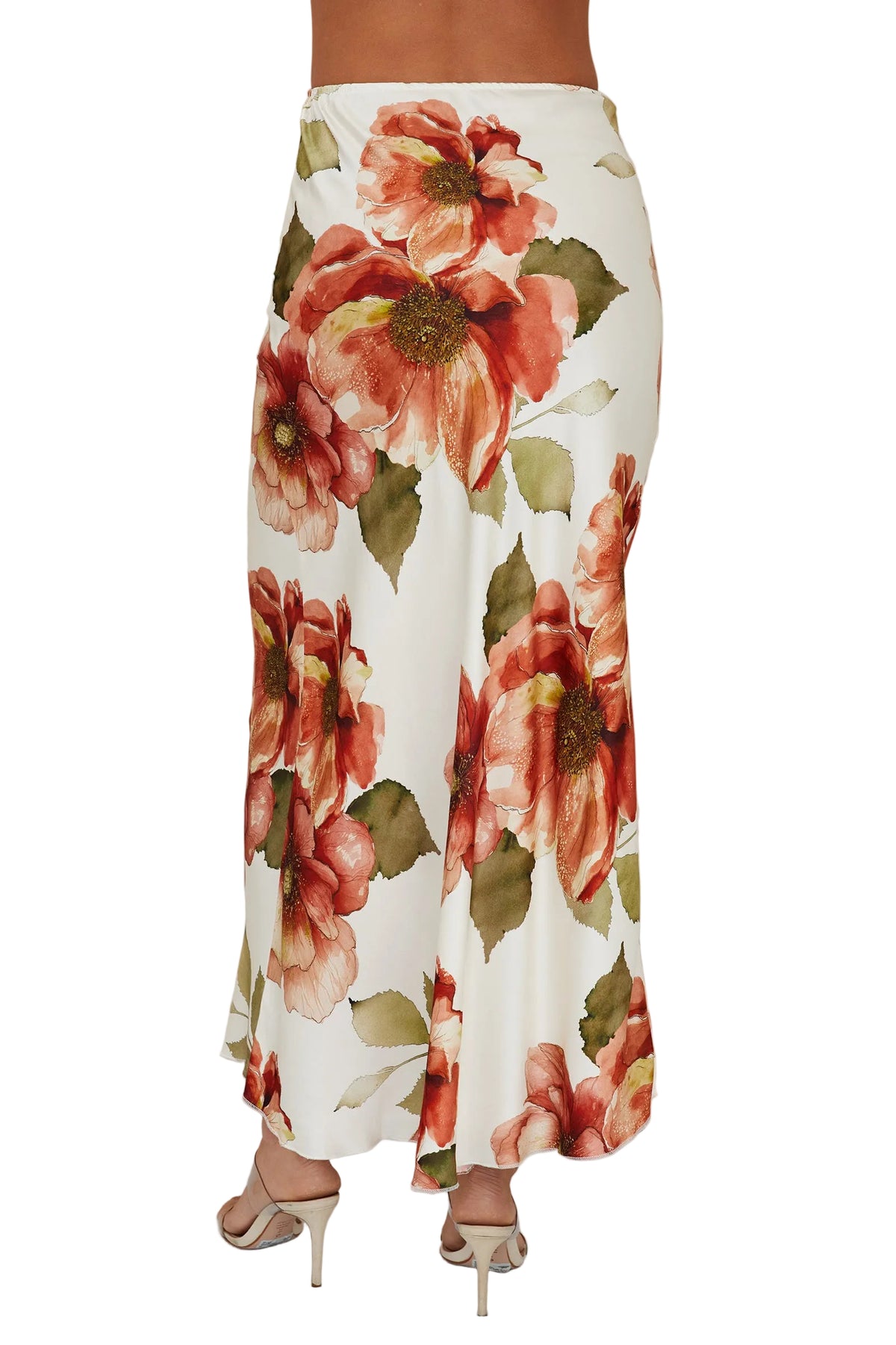 Floral Print Silky Maxi Skirt