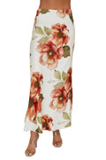 Floral Print Silky Maxi Skirt
